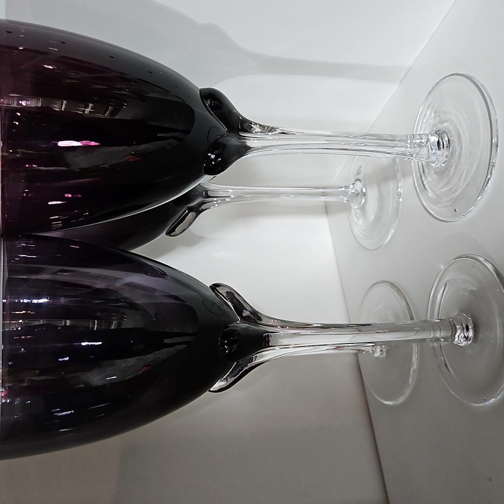 Vintage Murano Italy Art Glass Amethyst Purple Wine Goblets Glasses - Set of 4